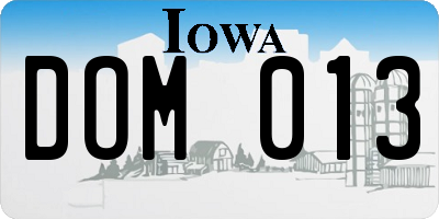 IA license plate DOM013