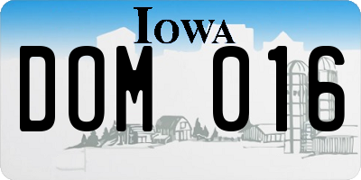 IA license plate DOM016
