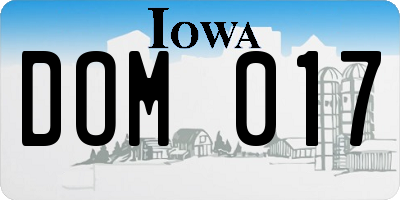 IA license plate DOM017