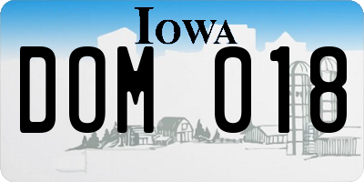 IA license plate DOM018