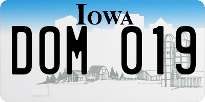IA license plate DOM019
