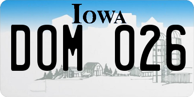 IA license plate DOM026