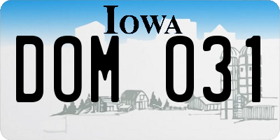 IA license plate DOM031