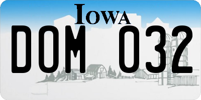 IA license plate DOM032