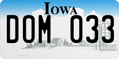 IA license plate DOM033
