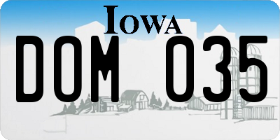 IA license plate DOM035