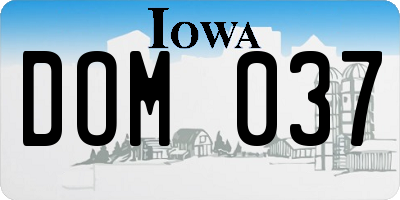IA license plate DOM037