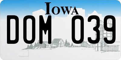 IA license plate DOM039