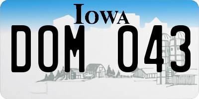 IA license plate DOM043