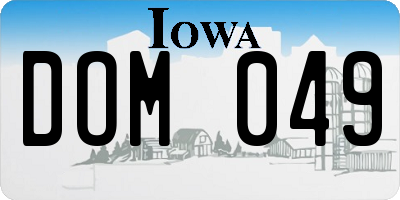 IA license plate DOM049