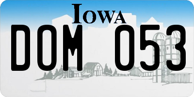 IA license plate DOM053