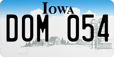 IA license plate DOM054