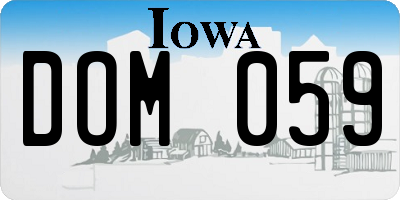 IA license plate DOM059