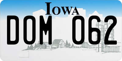IA license plate DOM062