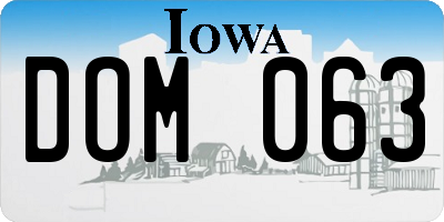 IA license plate DOM063