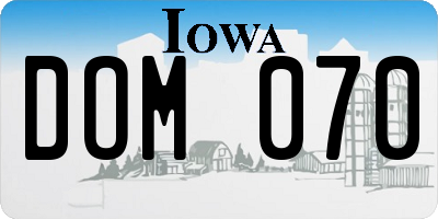 IA license plate DOM070