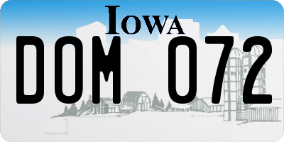 IA license plate DOM072