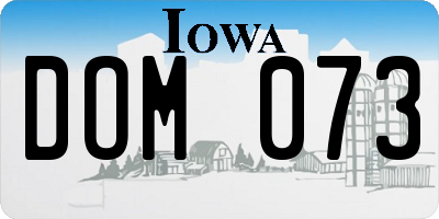 IA license plate DOM073
