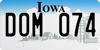 IA license plate DOM074