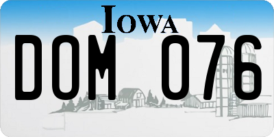 IA license plate DOM076