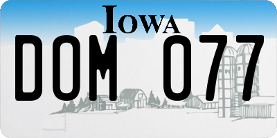 IA license plate DOM077