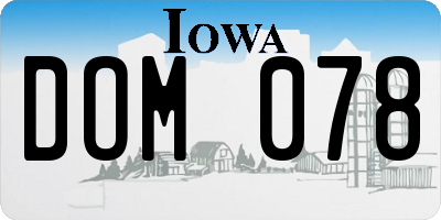 IA license plate DOM078