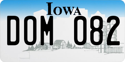 IA license plate DOM082