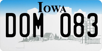 IA license plate DOM083