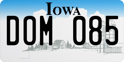 IA license plate DOM085