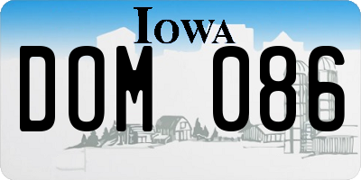 IA license plate DOM086