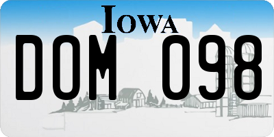 IA license plate DOM098