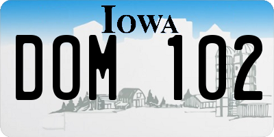 IA license plate DOM102