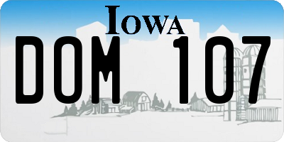 IA license plate DOM107