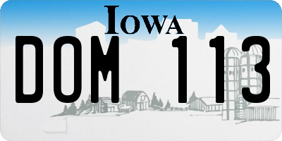 IA license plate DOM113