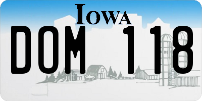 IA license plate DOM118