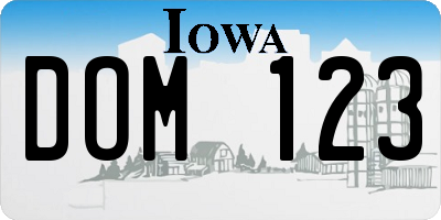 IA license plate DOM123
