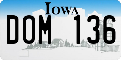 IA license plate DOM136