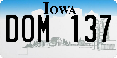 IA license plate DOM137