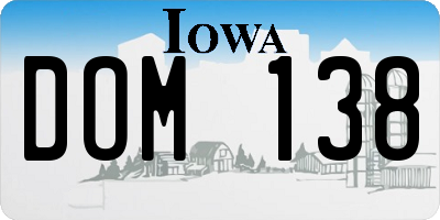 IA license plate DOM138