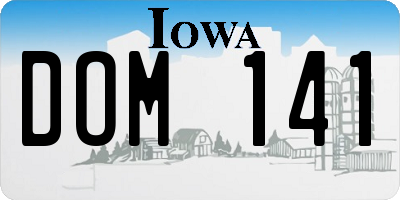 IA license plate DOM141