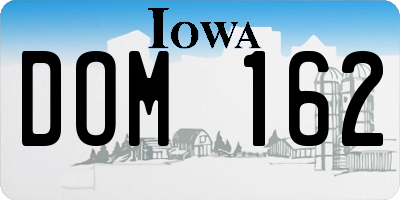 IA license plate DOM162
