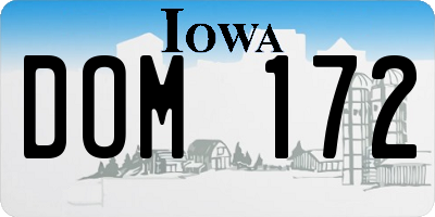 IA license plate DOM172