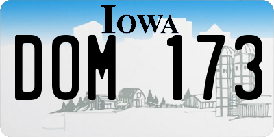 IA license plate DOM173