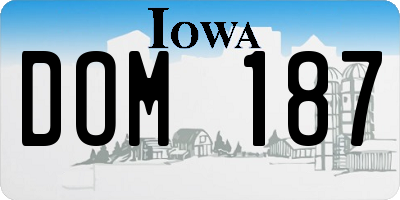 IA license plate DOM187