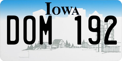 IA license plate DOM192