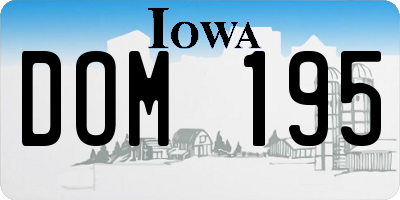 IA license plate DOM195