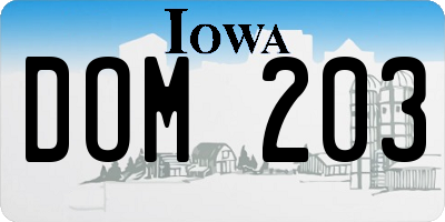 IA license plate DOM203