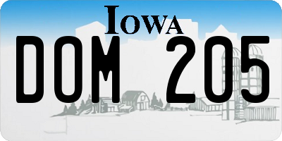 IA license plate DOM205