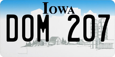 IA license plate DOM207