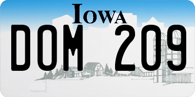 IA license plate DOM209